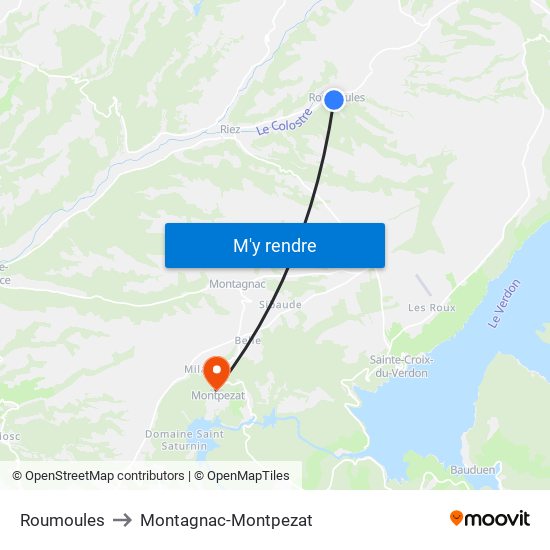 Roumoules to Montagnac-Montpezat map