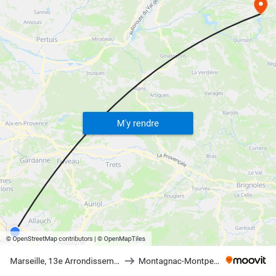 Marseille, 13e Arrondissement to Montagnac-Montpezat map