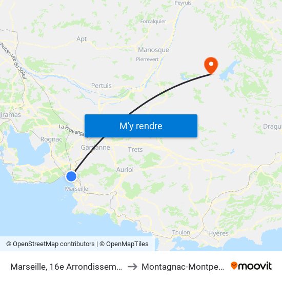 Marseille, 16e Arrondissement to Montagnac-Montpezat map