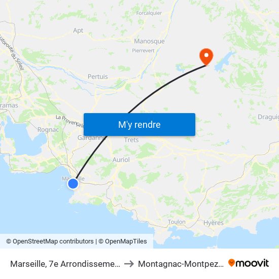 Marseille, 7e Arrondissement to Montagnac-Montpezat map