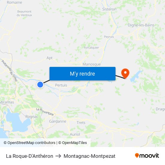 La Roque-D'Anthéron to Montagnac-Montpezat map