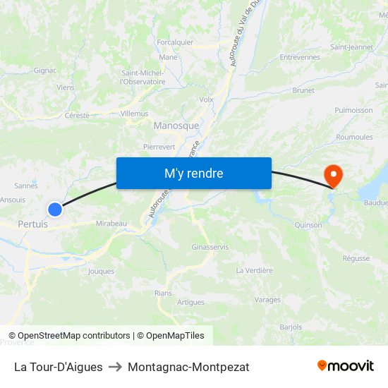 La Tour-D'Aigues to Montagnac-Montpezat map