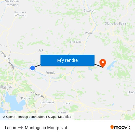 Lauris to Montagnac-Montpezat map