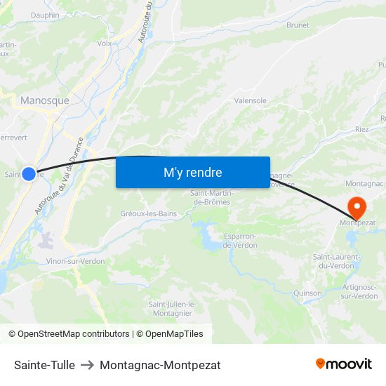 Sainte-Tulle to Montagnac-Montpezat map
