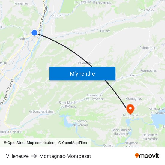 Villeneuve to Montagnac-Montpezat map