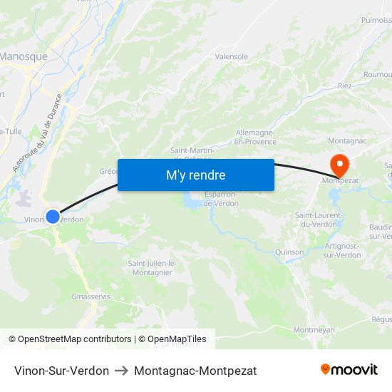 Vinon-Sur-Verdon to Montagnac-Montpezat map