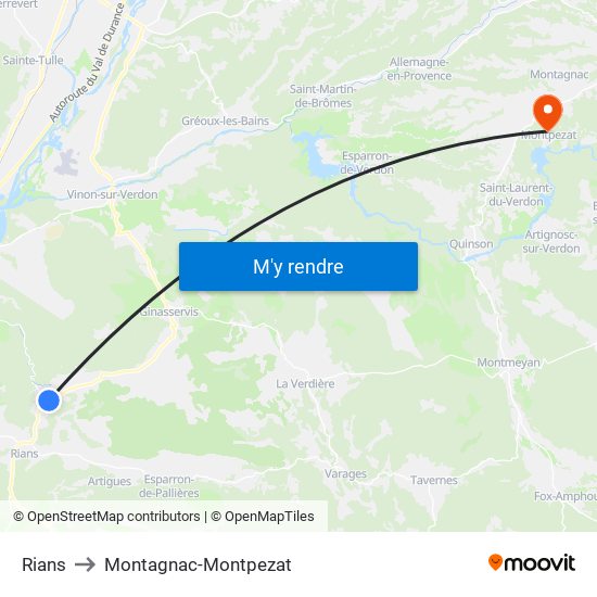 Rians to Montagnac-Montpezat map