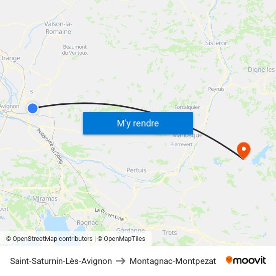 Saint-Saturnin-Lès-Avignon to Montagnac-Montpezat map