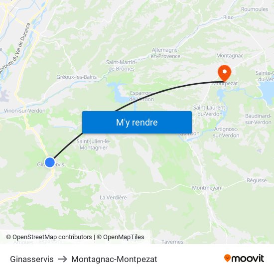 Ginasservis to Montagnac-Montpezat map