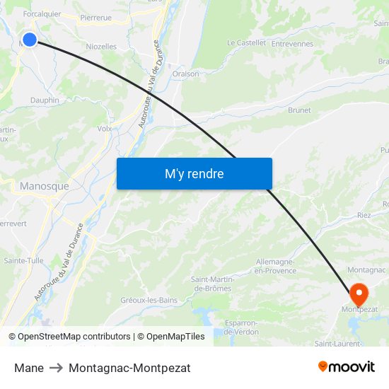 Mane to Montagnac-Montpezat map