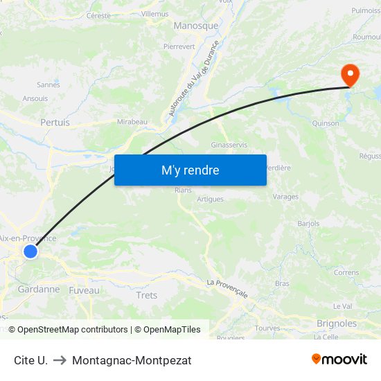 Cite  U. to Montagnac-Montpezat map