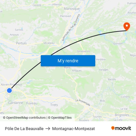 Pôle De La Beauvalle to Montagnac-Montpezat map