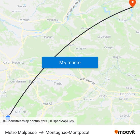 Métro Malpassé to Montagnac-Montpezat map