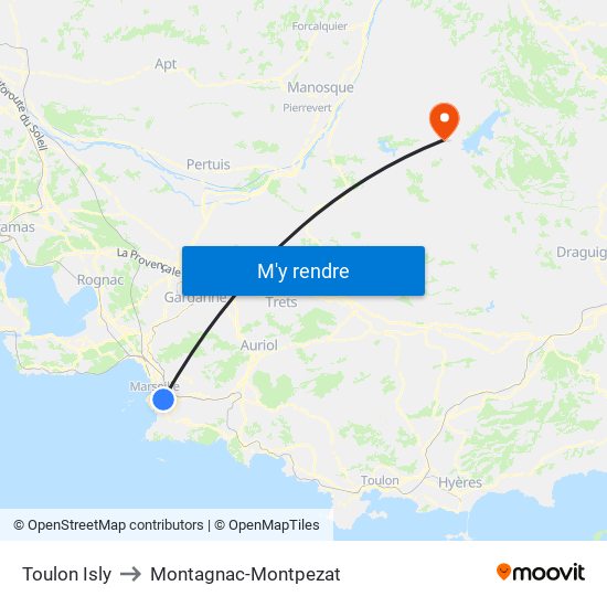 Toulon Isly to Montagnac-Montpezat map