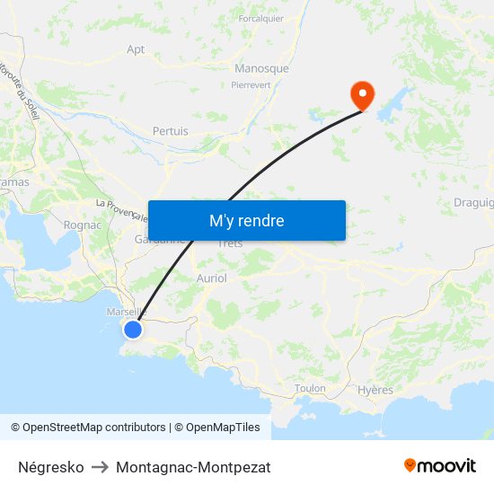 Négresko to Montagnac-Montpezat map