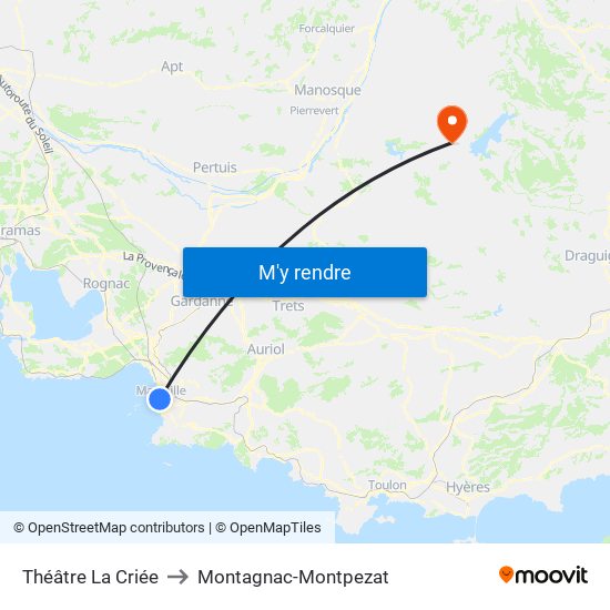 Théâtre La Criée to Montagnac-Montpezat map