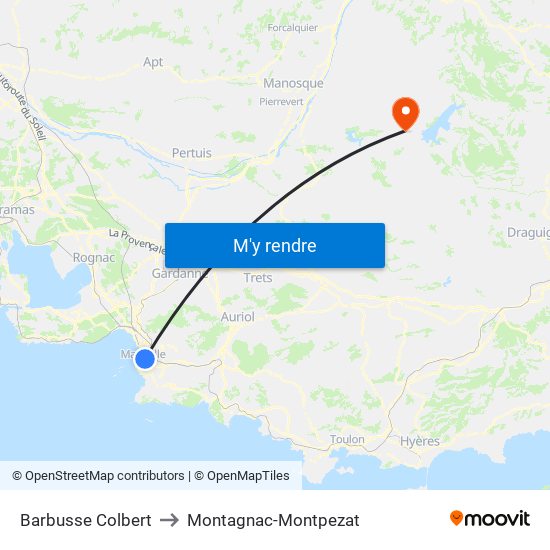 Barbusse Colbert to Montagnac-Montpezat map