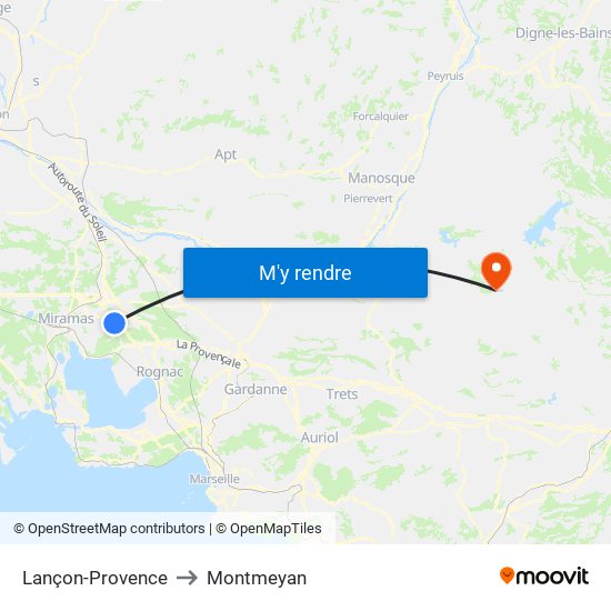Lançon-Provence to Montmeyan map