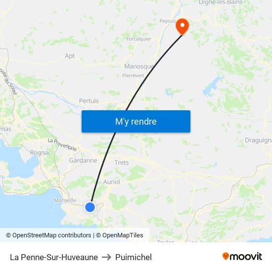 La Penne-Sur-Huveaune to Puimichel map