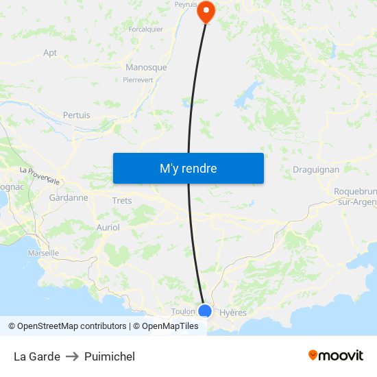 La Garde to Puimichel map