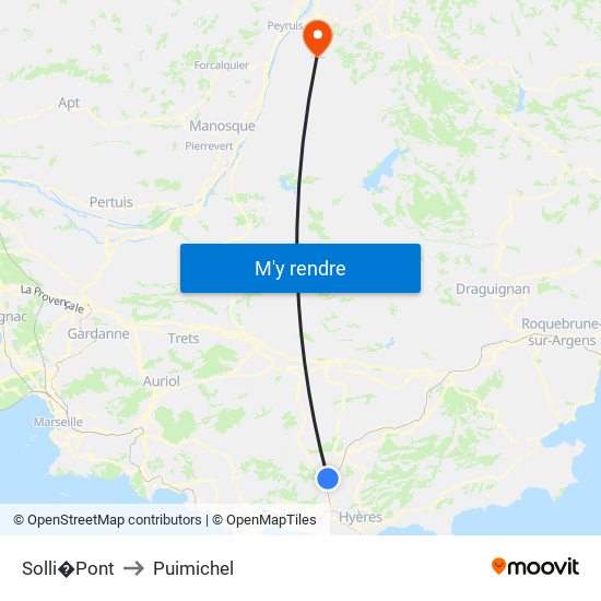 Solli�Pont to Puimichel map