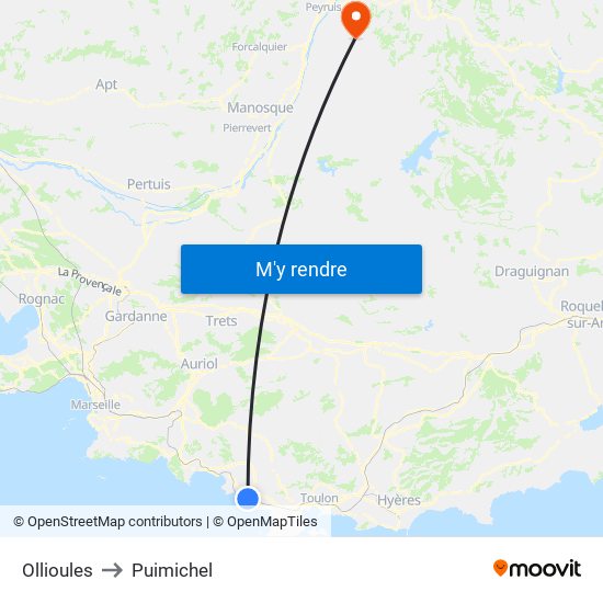 Ollioules to Puimichel map