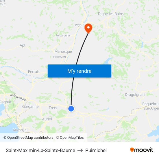 Saint-Maximin-La-Sainte-Baume to Puimichel map