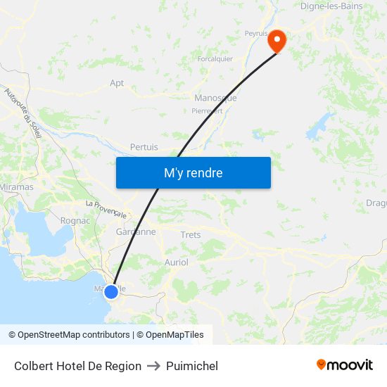 Colbert Hotel De Region to Puimichel map
