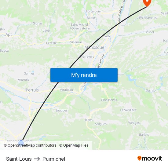 Saint-Louis to Puimichel map