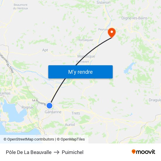 Pôle De La Beauvalle to Puimichel map