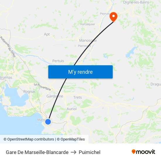 Gare De Marseille-Blancarde to Puimichel map