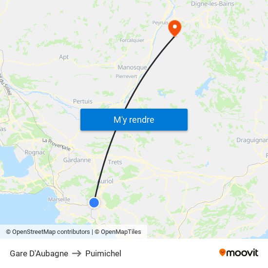 Gare D'Aubagne to Puimichel map