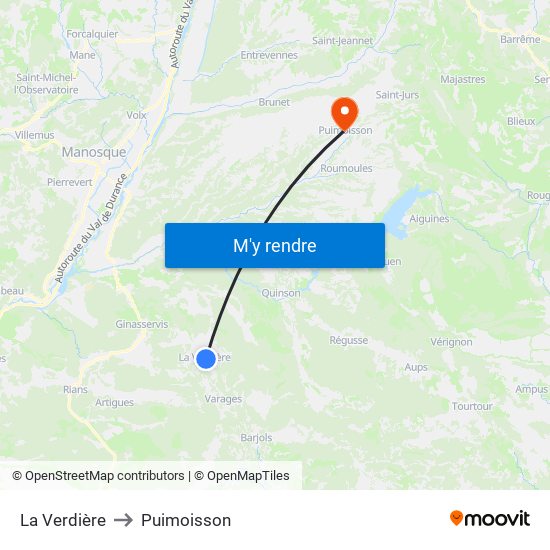 La Verdière to Puimoisson map