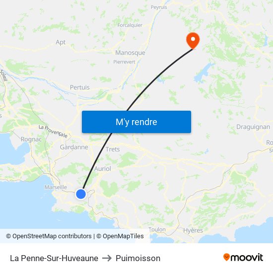 La Penne-Sur-Huveaune to Puimoisson map