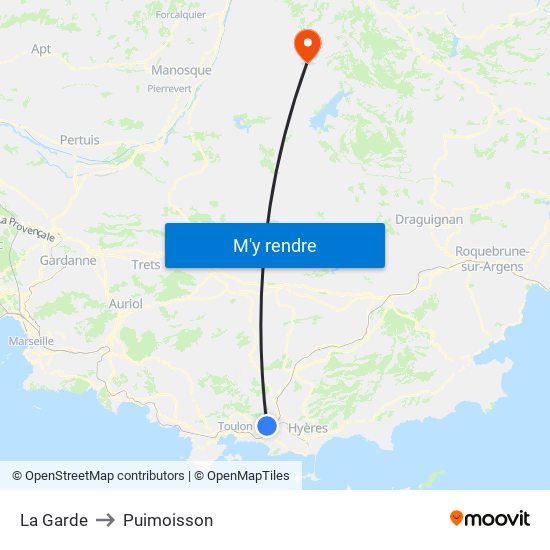 La Garde to Puimoisson map