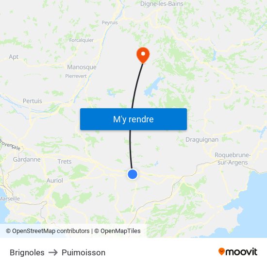 Brignoles to Puimoisson map