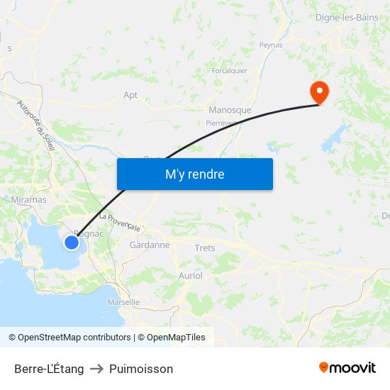 Berre-L'Étang to Puimoisson map