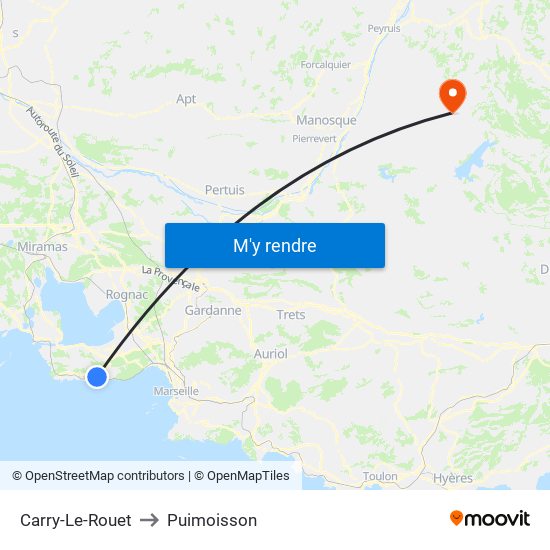 Carry-Le-Rouet to Puimoisson map