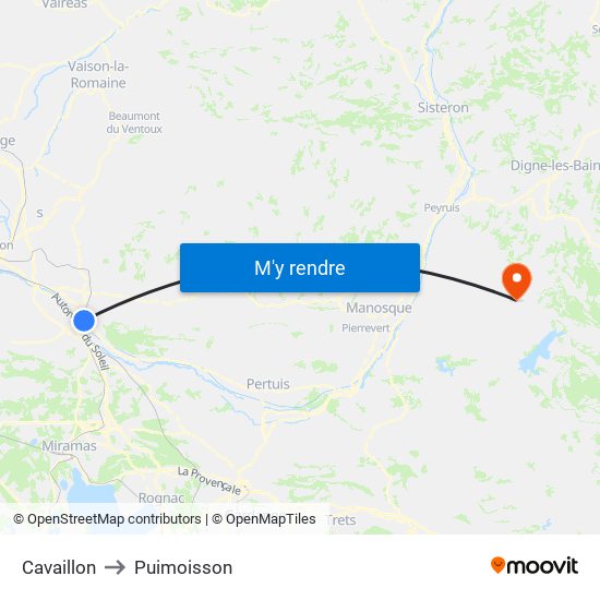 Cavaillon to Puimoisson map