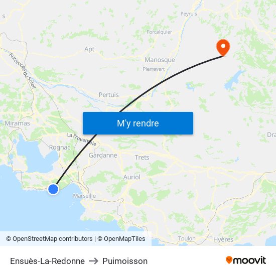 Ensuès-La-Redonne to Puimoisson map