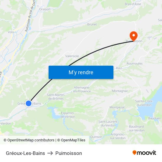 Gréoux-Les-Bains to Puimoisson map