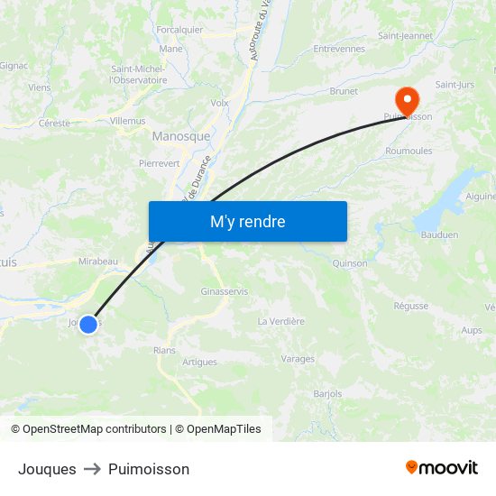 Jouques to Puimoisson map