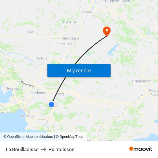 La Bouilladisse to Puimoisson map