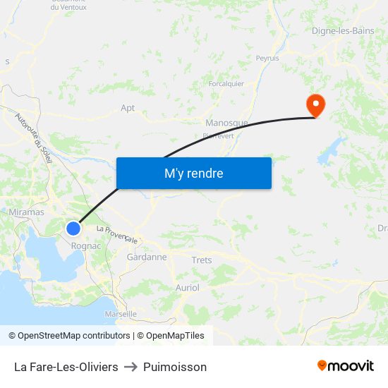 La Fare-Les-Oliviers to Puimoisson map