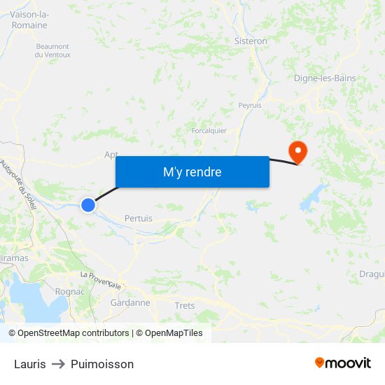 Lauris to Puimoisson map