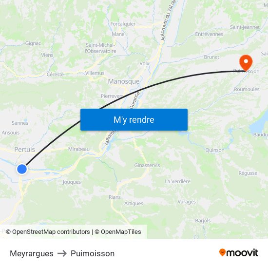Meyrargues to Puimoisson map