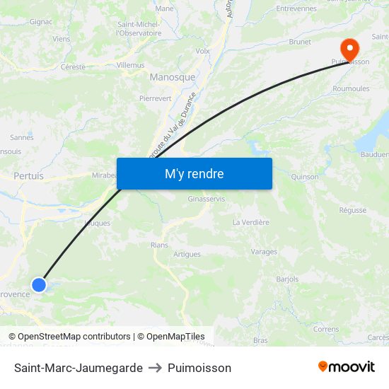 Saint-Marc-Jaumegarde to Puimoisson map