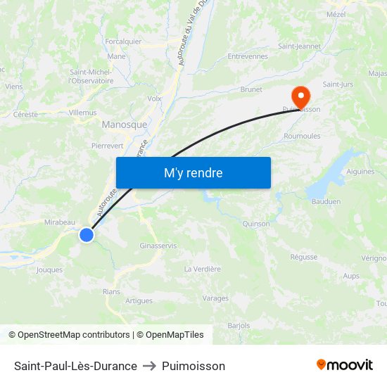 Saint-Paul-Lès-Durance to Puimoisson map
