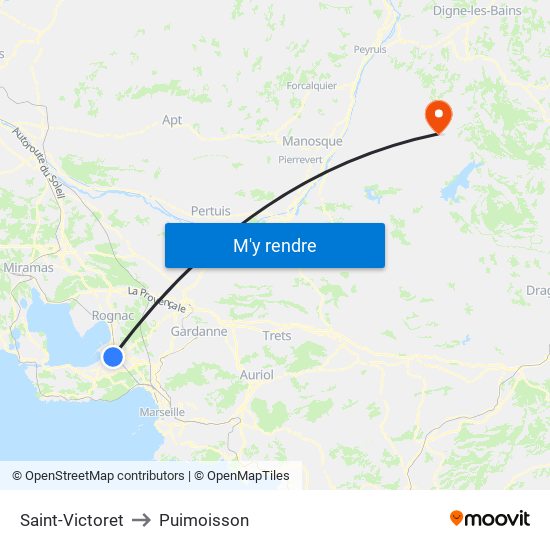 Saint-Victoret to Puimoisson map