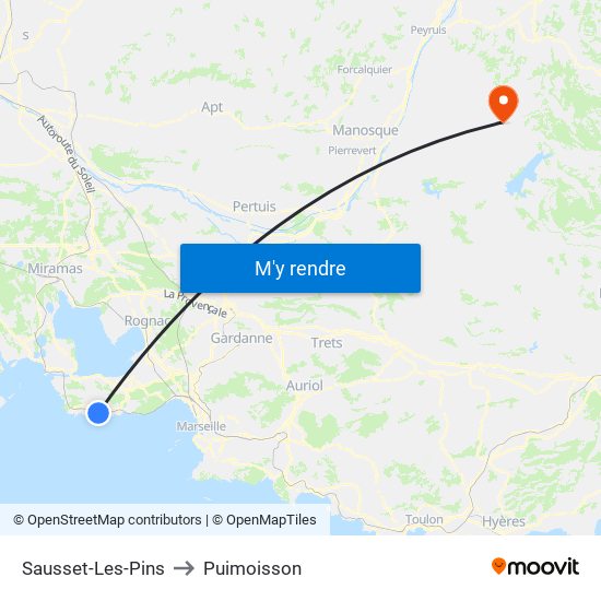 Sausset-Les-Pins to Puimoisson map